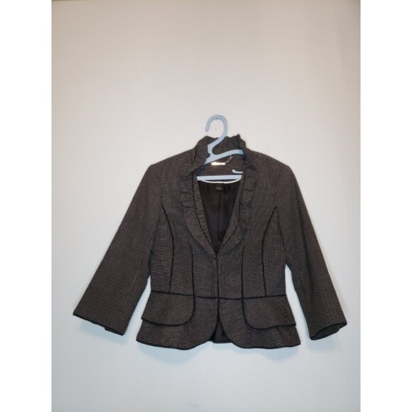 White House Black Market Jackets & Blazers - White House Black Market Womens 6 Blazer Ruffle Peplum Office Chic Polkadot